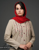 تونیک مانتو گلدوزی مدل گلریز لنین الیاف طبیعی
