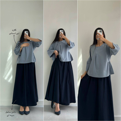 دامن 8 ترک الیاف طبیعی تمام کلوش قد 98 مدل ساحل