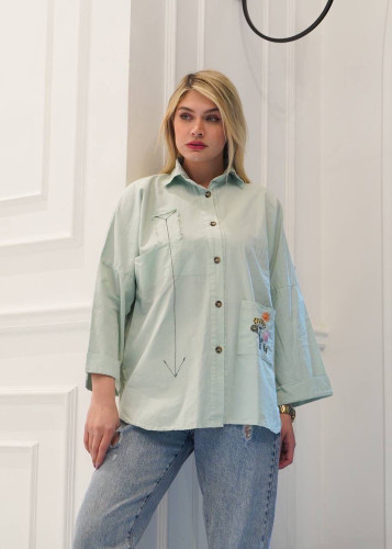 شومیز الیاف طبیعی گلدوزی مدل دلسا