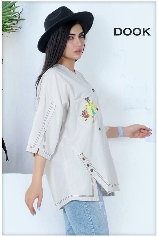 مانتو سفید الیاف طبیعی