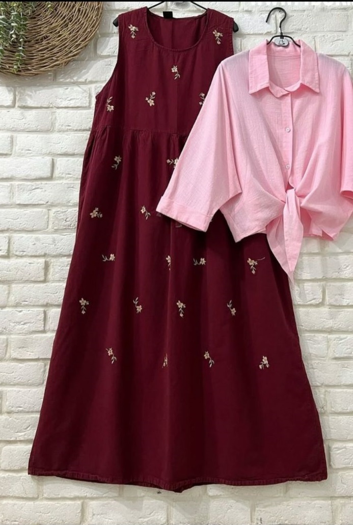 سارافن الیاف طبیعی گلدوزی شده