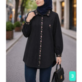 مانتو الیافی گلدوزی مشکی