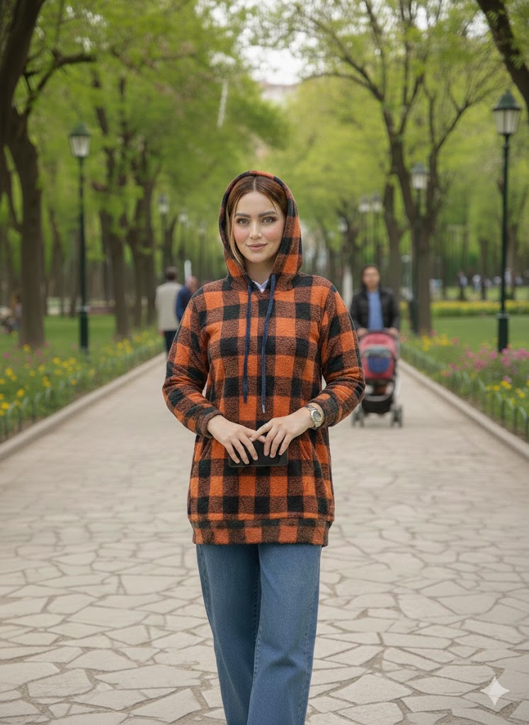 هودی پشمی چهارخونه